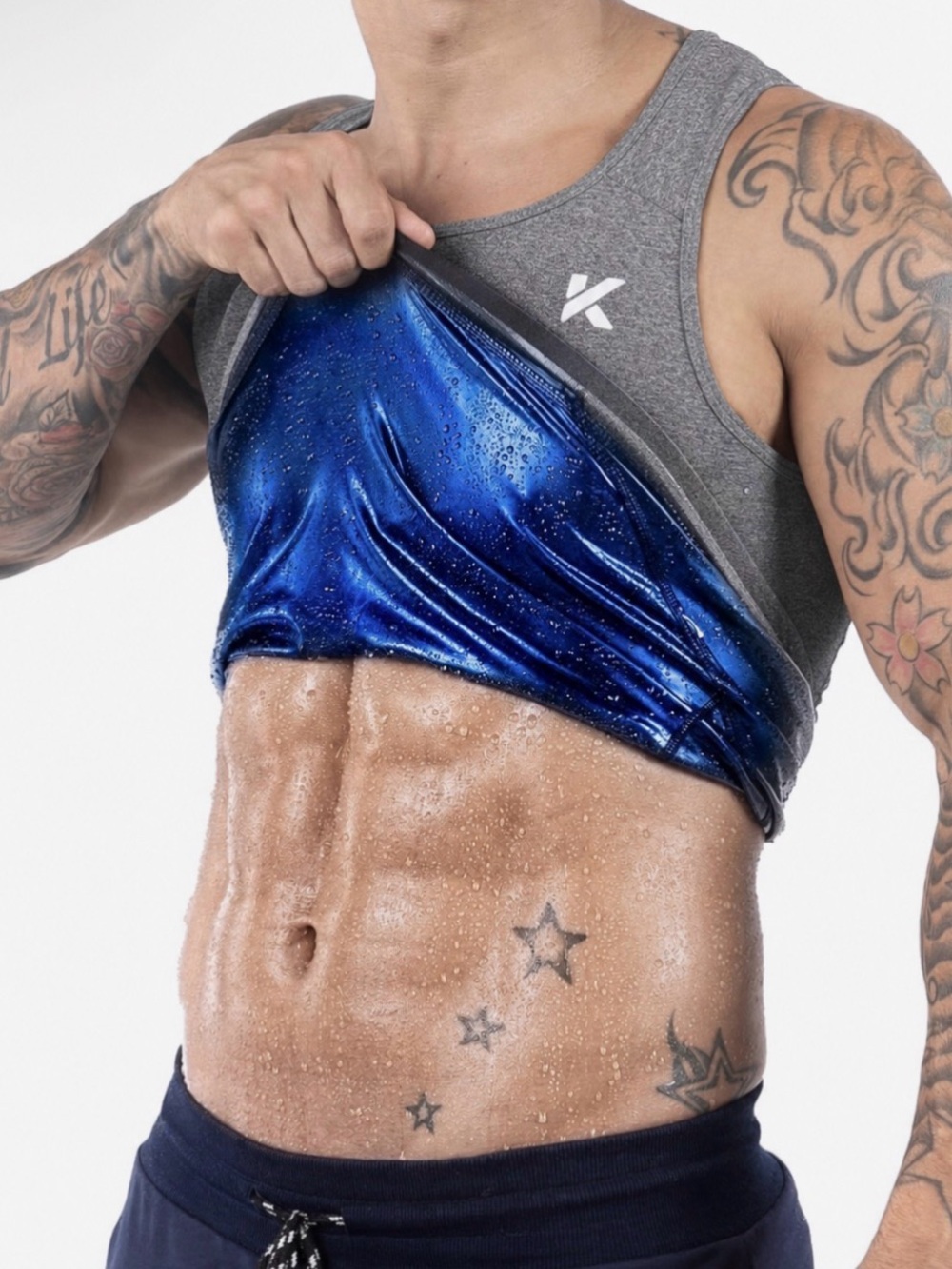 Kewlioo Men’s Sauna Vest Sweat Compression Shirt Heather Grey NWOT